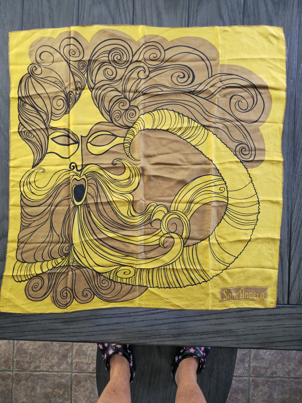 Georgio Sant Angelo Hand Rolled Mythical Graphic Silk Scarf